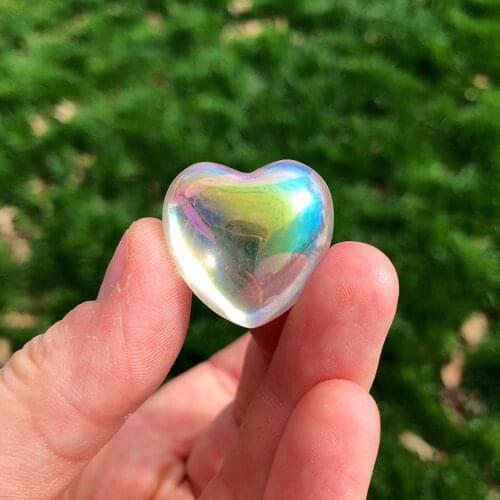 Electroplating Colorful Clear Quartz Crystal Stone Heart Shaped Polished Reiki Healing Mineral Ornament Pendulum Home Decoration