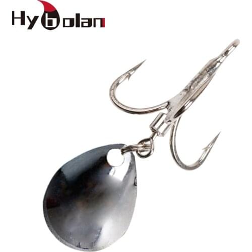 HYBOLAN Fishing Hook Treble Hook with spoon Fishing Tackle Silver High Carbon Steel Treble fishhook spinner bait 2#-8# 2pcs/lot
