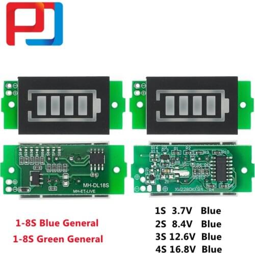 1-8S 1S/2S/3S/4S Single 3.7V Lithium Battery Capacity Indicator Module 4.2V Display Electric Vehicle PULAR Power Tester Li-ion