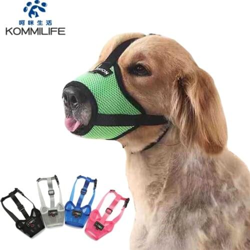 KOMMILIEF Breathable Dog Muzzle Adjustable Anti-dropping Dog Mouth Cover Collar Anti Barking Pet Mouth Muzzles for Dogs