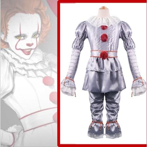 Movie Stephen Kings It Pennywise Cosplay Costumes Clown Cosplay Costume Halloween Carnival Cosplay Costume Scary Outfit Cloth