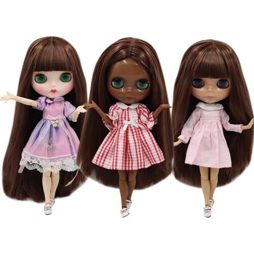 ICY factory blyth doll NO.BL483 customized nude doll with long brown straight hair jiont body for 1/6 doll for girl gift