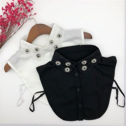 Linbaiway Women Chiffons Fake Collars Solid Color White Shirts False Collar Girls Handmade Detachable Collars Cothese