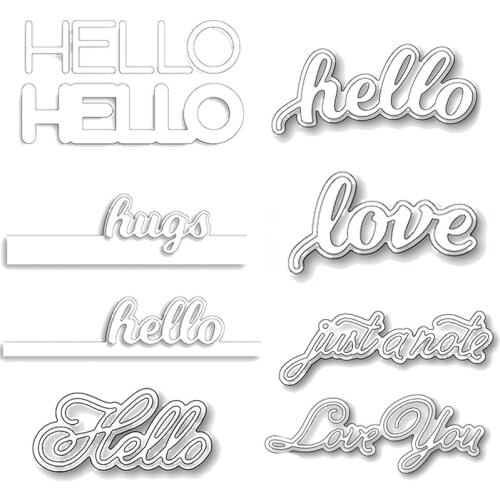 Metal cutting dies cut die mold Love you hello just a note hugs letter Scrapbook paper craft knife mould blade punch stencils