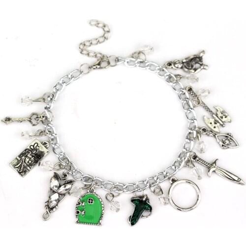 MQCHUN Lord Of The Elven Leaf Arwen Charms Maxi Bracelet Elves Princess Aragorn Arwen Evenstar Gift For Men Women Movie Jewelry