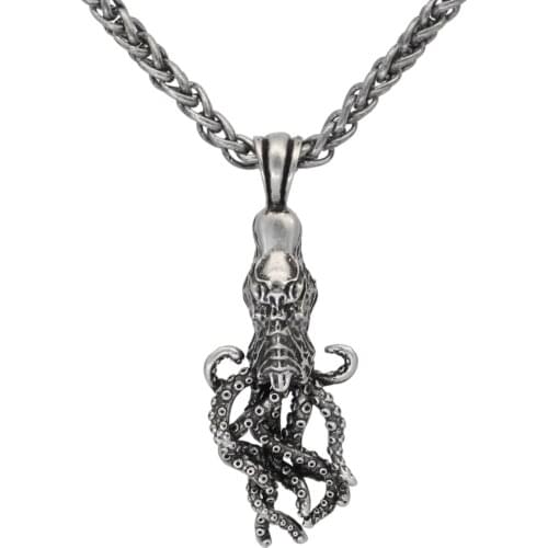 Men Octopus Necklace, Silver Octopus Pendant, Men Oxidized Jewelry, Sailor Men Pendant, Mens Silver Pendant, Men Gift Necklace