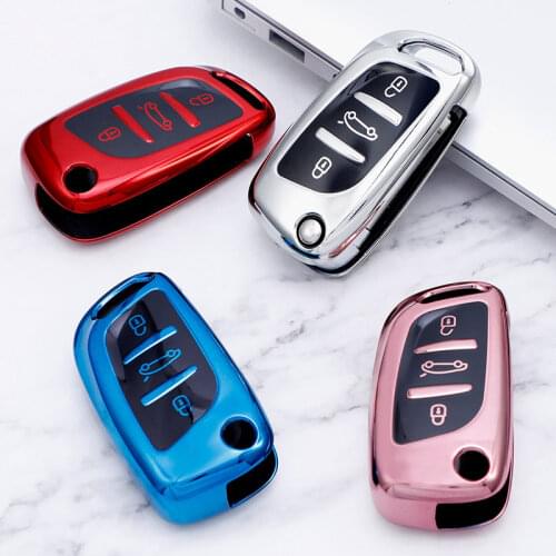Soft TPU Car Key Case Cover Bag Keychain for Peugeot 107 207 306 307 407 308 607 for Citroen C2 C3 C4 C5 C6 C8 DS4 Accessories