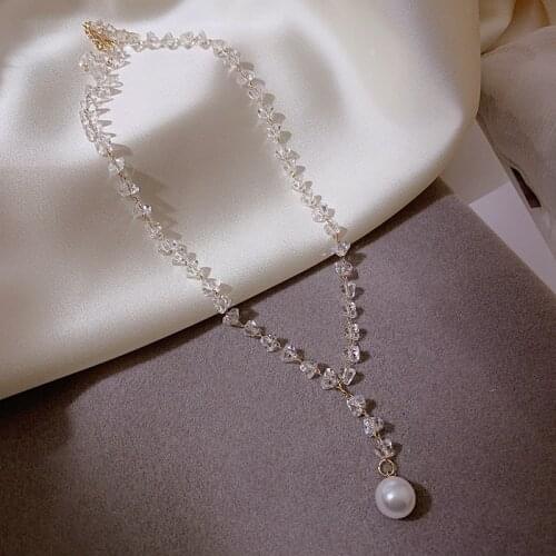 2020 New fashion irregular short Crystal necklace contracted joker temperament pearl Women Pendant necklace