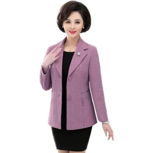 2021 New Spring Autumn Outfit Large Size 5XL Small Suit Jacket Female Short Middle-Aged And Elderly Womens Clothing Coat A67