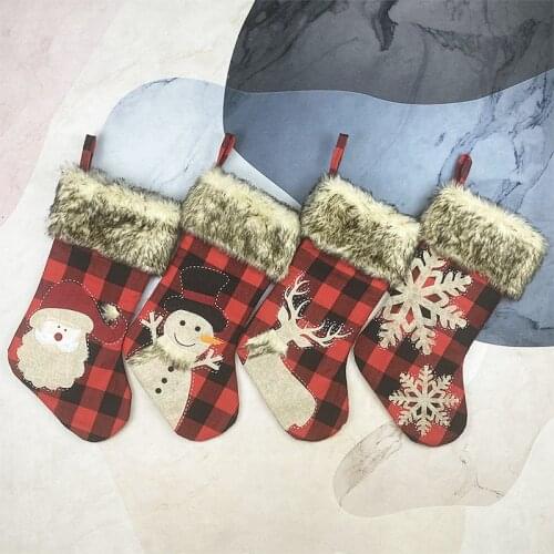 New Year Christmas Stocking Sock Xmas Gift Candy Bag Noel Christmas Decorations for Home Natal Navidad Sock Christmas Tree Decor