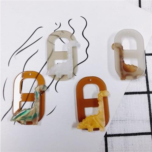 New style 30pcs/lot cartoon dinosaur decoration geometry ovals shape acrylic beads diy jewelry earring/garment pendant accessory
