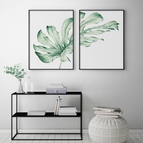 Green Plant Nordic Poster Monstera Leaf Decorative Picture Modern Wall Art Picture Canvas Painting for Living Room Home Decor
