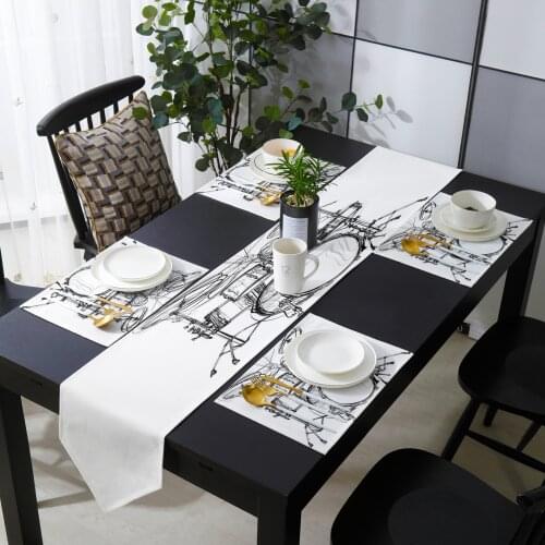 Shelf Drum Rock Music White Table Runner Table Mats Cover For Home Wedding Banquet Festival Party Catering Hotel Decoration