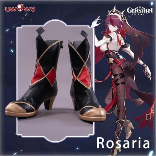 UWOWO Game Genshin Impact Cosplay Rosaria Thorny Benevolence Cosplay Shoes
