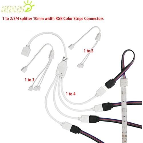 LED Strip Connector Splitter Cable 1 to 2/3/4 Y Splitter 4 Pin White and Black for 5050 3528 RGB LED Light Strip