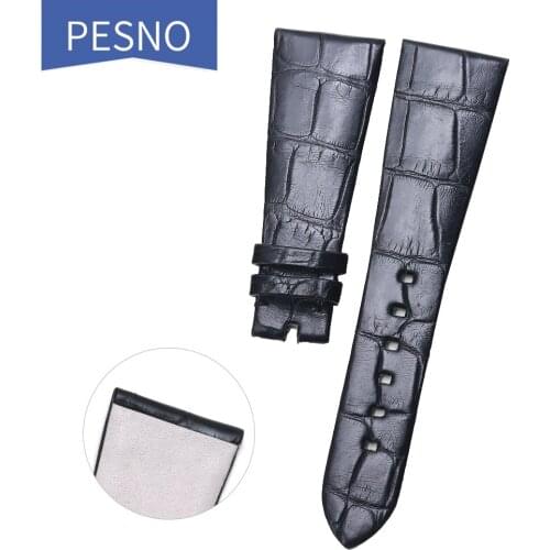 PESNO suitable for PATEK PHILIPPE Women Wrist Watch Band Black Genuine Crocodile Leather Watch Accessories Straps