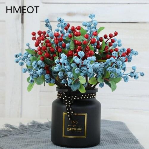 Christmas Berry Red Fruits Artificial Flower Green Plants Room Home Decoration Accessories Wedding Flower Arrangement Gift Berry