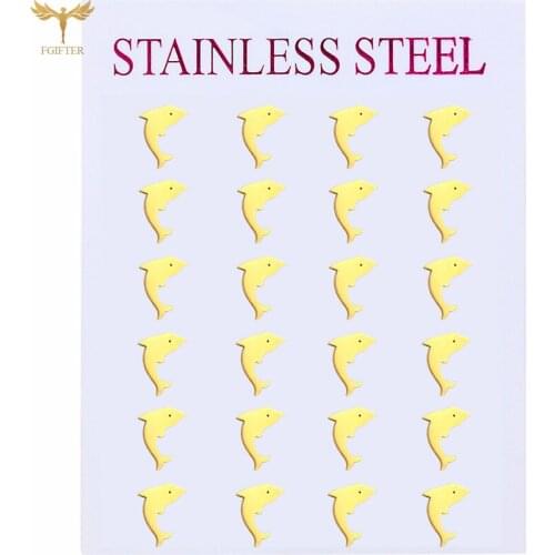 Animal Stud Earrings Set Dolphin Earrings Golden Stainless Steel Girls Ear Accessories Party Jewelry Hot серьги 2021 тренд