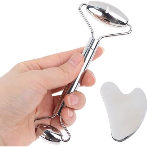 Stainless Steel Face Massage Roller Gouache Scraper Facial Guasha Massager Tools