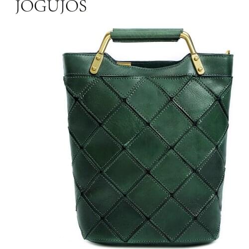 JOGUJOS Fashion Womens Geometric Totes Bag Luxury Designer Large Capacity Handbag Female 2021 Messenger Genuine Leather Bags