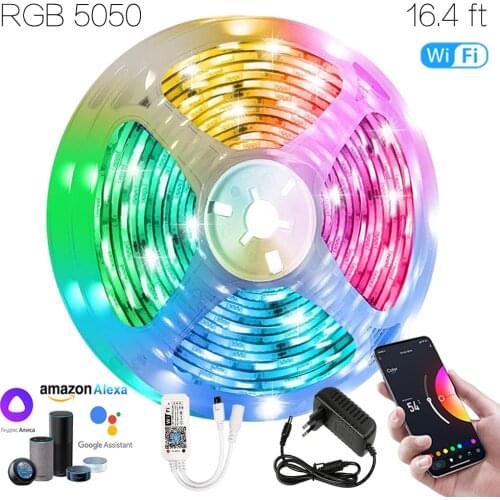 16.4 ft (5M) WIFI Smart Iuces RGB 5050 12V Ruban Led Waterproof Lamp Suitable For Kawaii Room Decoration Google Assistant Alexa