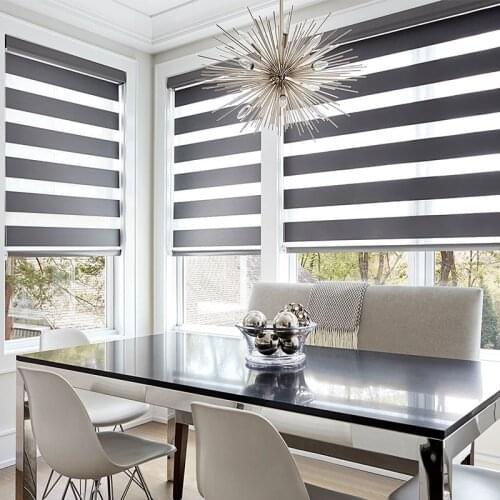 100% Polyester Translucent Customerized Size Zebra Blinds In White Colors Window Shade Curtains Home decorations