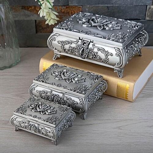 Vintage Metal Jewelry Box Trinket Jewelry Storage for Rings Earrings Jewerly Storage Box