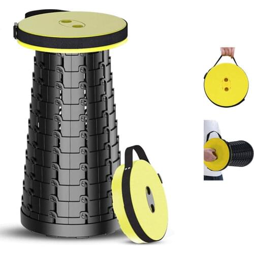 Retractable Folding Stool for Camping Fishing Height Adjustable -Portable Plastic Collapsible Telescoping Stool Seat Chair