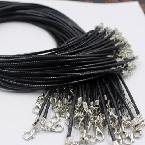 10Pcs 1.5/2mm Leather Chains Necklaces Bracelet Pendant Charms Lobster Clasp DIY Jewelry Making Accessories String Cord Necklace