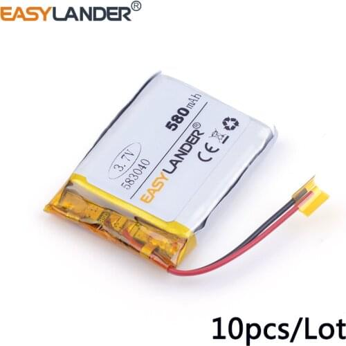10pcs /Lot 583040 580mAh 3.7v lithium Li ion polymer rechargeable battery CE FCC ROHS certification authority battery pack