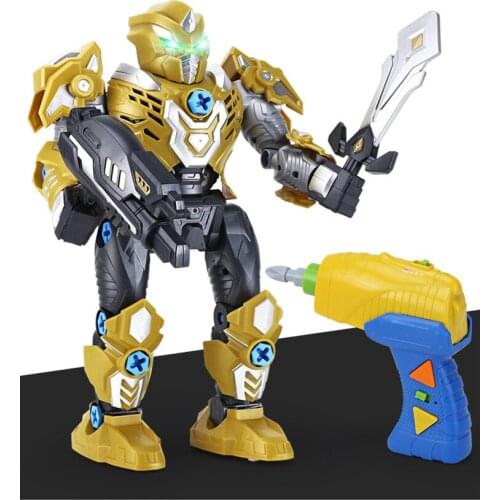 2.4G Remote Control Robot Transformation Action Figure Education Toys For Children Electric Screwdriver Disassembly Robot Toy