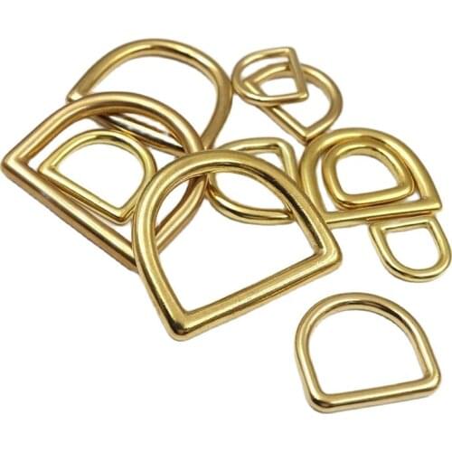 2 Pcs Solid Brass D Rings (13-45mm) Inner Width Nonwelded Loops For Straps Bags Purses Belts Leather Craft Accessories