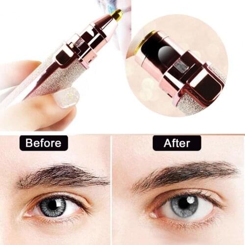 Hair Trimmer Lipstick Shape USB Charging Colorful 2 In 1 Electric Eyebrow Makeup Painless Trimmer for Female