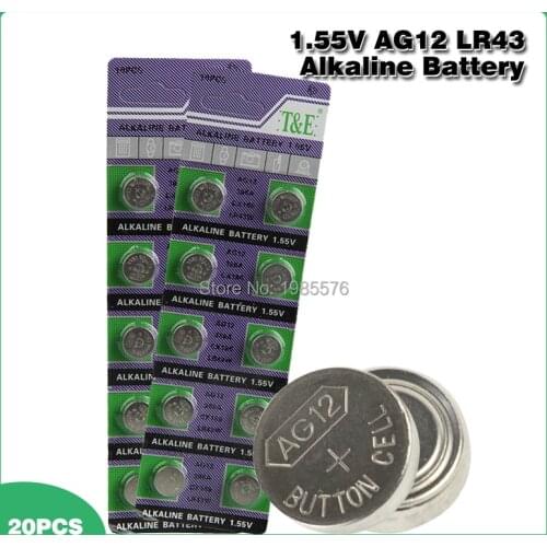 20pcs 1.55v Ag12 LR43 LR 43 Watch Clock Pilas Battery SR43W SR1142 GP386 LR43 LR1144 Coin Cells For Laser Pointer Computer