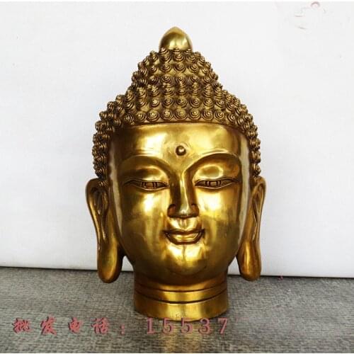 22CM -Wholesale Buddha figure # HOME family efficacious Protection Talisman # Buddhism FENG SHUI Retro Brass GOLD Buddha statue