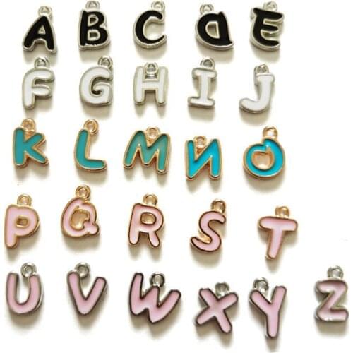 26Pcs 12*8mm English Letters Pendant Creative Alphabet With Hole Small Charm Pendant For DIY Bracelet Jewelry Accessories Making