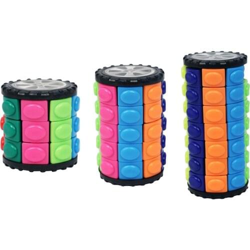 3D Rotate Slide Cylinder Magic Cube Colorful Babylon Tower Stress Relief Cube Kids Puzzle Toys For Children Adults Sensory Toys
