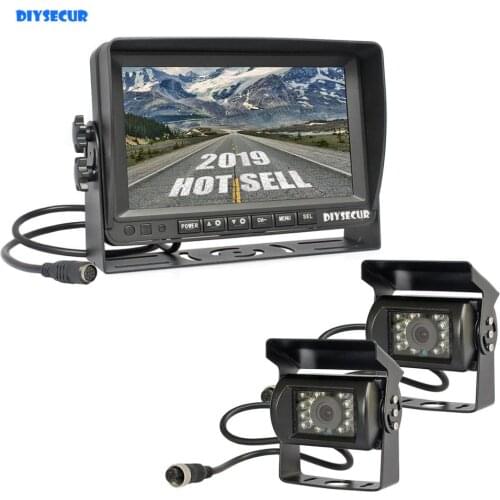 DIYSECUR AHD 7" IPS HD Car Monitor Rear View Monitor 2 x Waterproof IR Night Vision 1080P AHD LED Camera 1V2