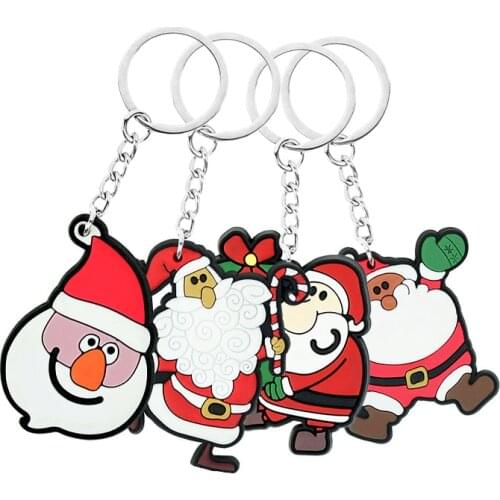 5Pcs Christmas Keychain Cartoon Santa Claus Snowman Keychain Christmas Tree Pendant For New Year Xmas Party Decor Kids Gift Noel