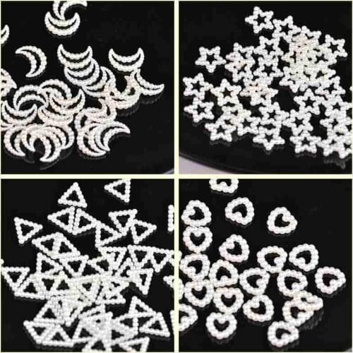 11/12/13mm ABS Acrylic Imitation Pearl Beads Ivory Moon Heart-shape Flower Beads for Scrapbook DIY Jewelry Making