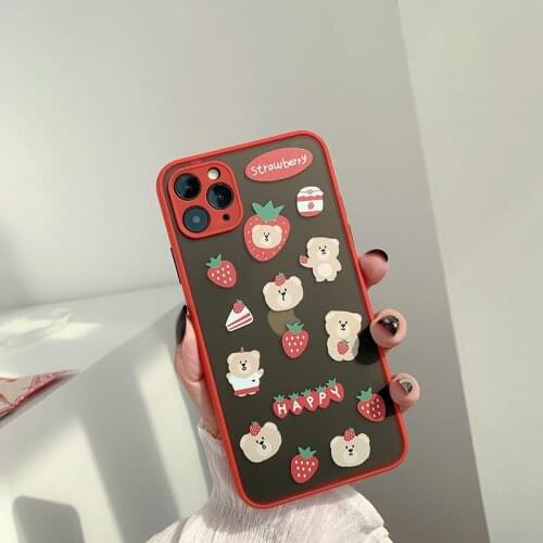 Retro Kawaii Sweet fruit bear Japanese Phone Case For iPhone 12 11 Pro Max Xr XS Max 7 8 Plus 12 mini 7Plus case Cute Soft Cover
