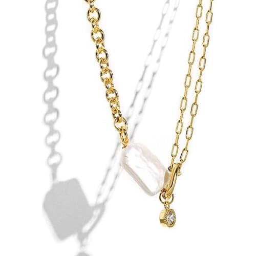 Large Irregular Baroque Pearl Pendant Necklace For Women Aesthetic Unusual Golden Chain Jewelry Neck Accessories Pearl Choker