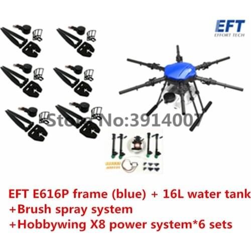 EFT E616P Six-axis 16L Agricultural Spray Drone Frame Kit E616S Brushless Water Pump with Hobbywing X8 Power System