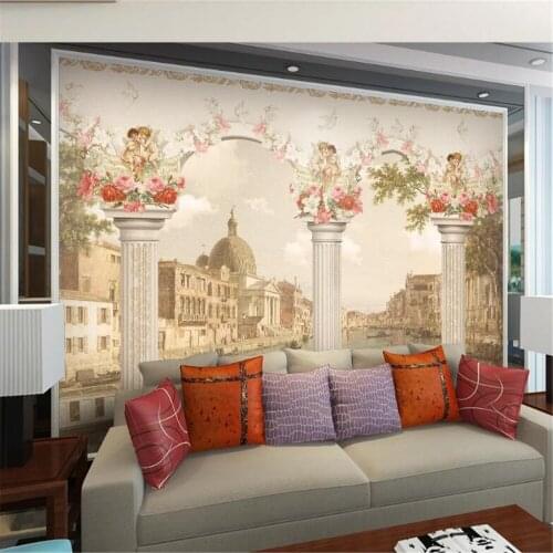 Milofi custom photo wallpaper mural European Roman column oil painting living room TV sofa background wall
