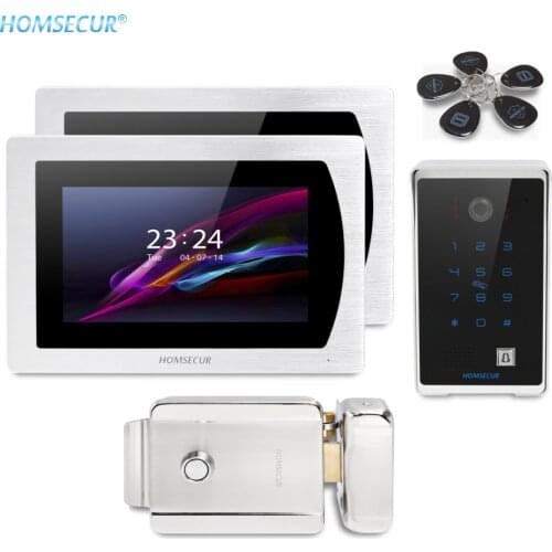 HOMSECUR 4 Wire 7" Video Door Intercom Doorbell System RFID Password Unlock 800TVL Outdoor Camera Fail Secure Lock with Keys