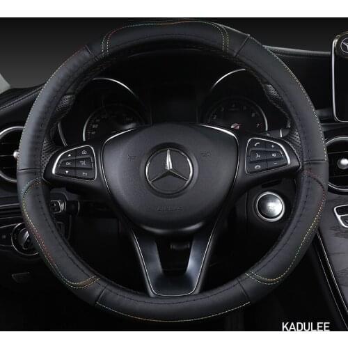 KADULEE Microfiber Leather Car Steering Wheel Cover For Ford Focus 2 3 MK2 Fiesta Fusion Mondeo MK4 Kuga Ranger F150