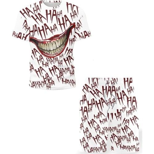 2021 Summer Fashion New Mens Sets 3D Devil Mouth Casual T-Shirt Sport Shorts Chic Street Sportswear Street High Street Harajuku