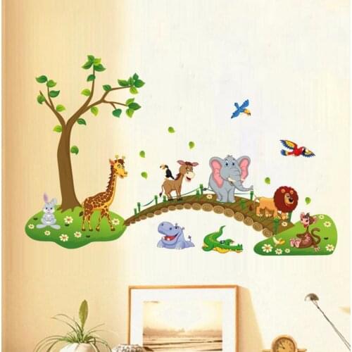 Cartoon Animal Wall Stickers Removable Cute Wall Paper Sticker Decal Stickers for Kids Room Living Room Decor