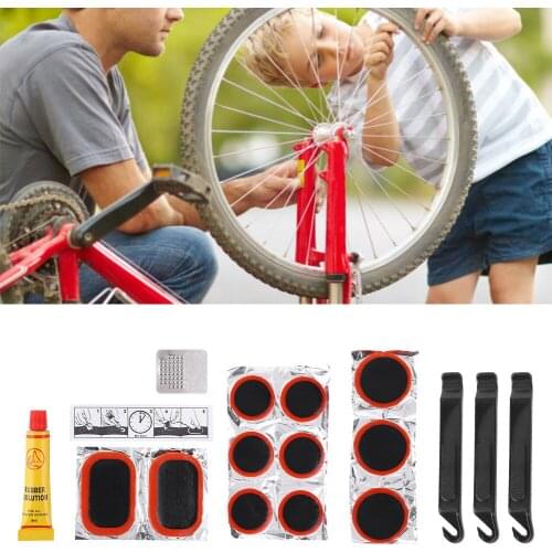 Multifunction Mountain Bike Bicycle Flat Tire Tyre Patch Glue Kit Repair Tool With translucence tool box