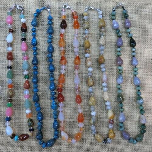 Druzy Trendy Fashion Natural Crystal Stones Waterdrop Beads String Energy Necklace Multicolor Round Small Beads String Necklace